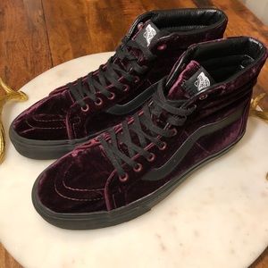 Dark Redish-Purple Suede Sk8-Hi Vans.